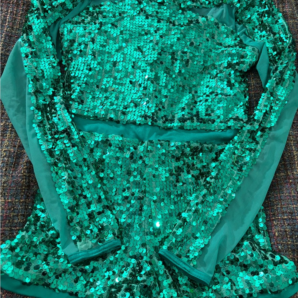 Weissman Teal Sequin Detail